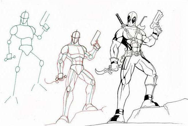 Kako crtati Deadpool: faze stvaranja slike